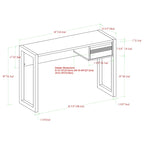 Bureau bicolore de 117 cm, un tiroir de rangement, pieds traîneau, MDF résistant à la déformation, bureau à domicile ou coiffeuse de chambre
