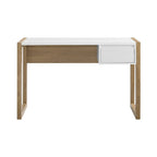 Bureau bicolore de 117 cm, un tiroir de rangement, pieds traîneau, MDF résistant à la déformation, bureau à domicile ou coiffeuse de chambre