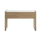 Bureau bicolore de 117 cm, un tiroir de rangement, pieds traîneau, MDF résistant à la déformation, bureau à domicile ou coiffeuse de chambre