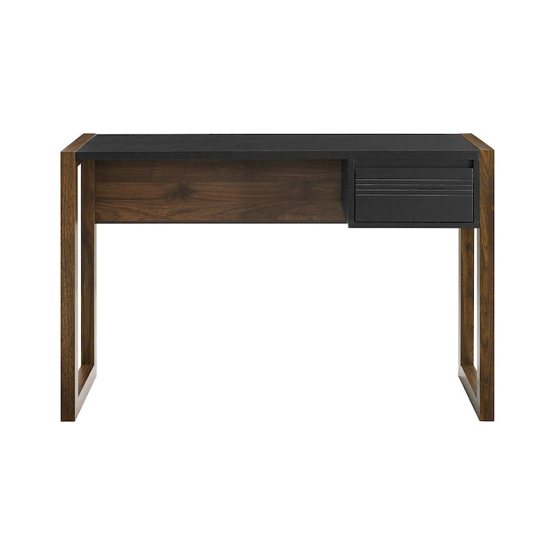 Bureau bicolore de 117 cm, un tiroir de rangement, pieds traîneau, MDF résistant à la déformation, bureau à domicile ou coiffeuse de chambre