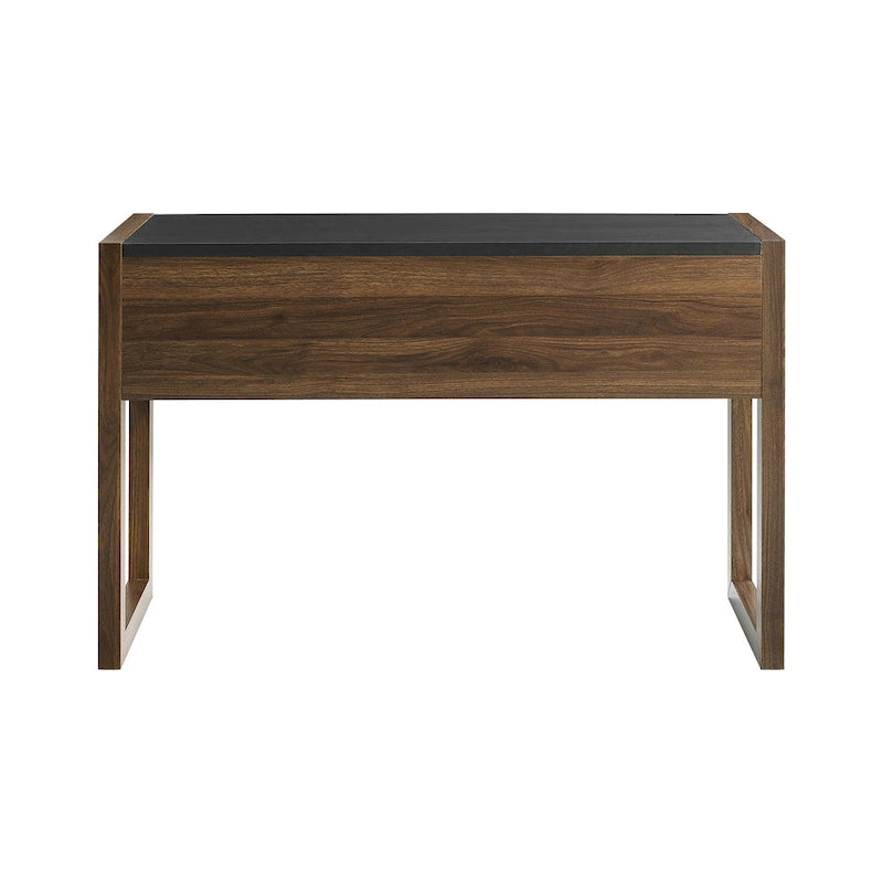 Bureau bicolore de 117 cm, un tiroir de rangement, pieds traîneau, MDF résistant à la déformation, bureau à domicile ou coiffeuse de chambre