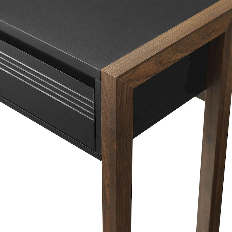 Bureau bicolore de 117 cm, un tiroir de rangement, pieds traîneau, MDF résistant à la déformation, bureau à domicile ou coiffeuse de chambre