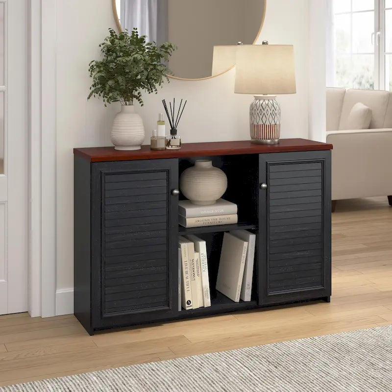 Meuble de rangement d'appoint avec 2 portes et étagères réglables, organisateur de bureau à domicile