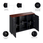 Meuble de rangement d'appoint avec 2 portes et étagères réglables, organisateur de bureau à domicile