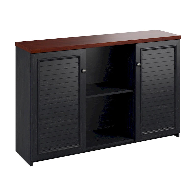 Meuble de rangement d'appoint avec 2 portes et étagères réglables, organisateur de bureau à domicile
