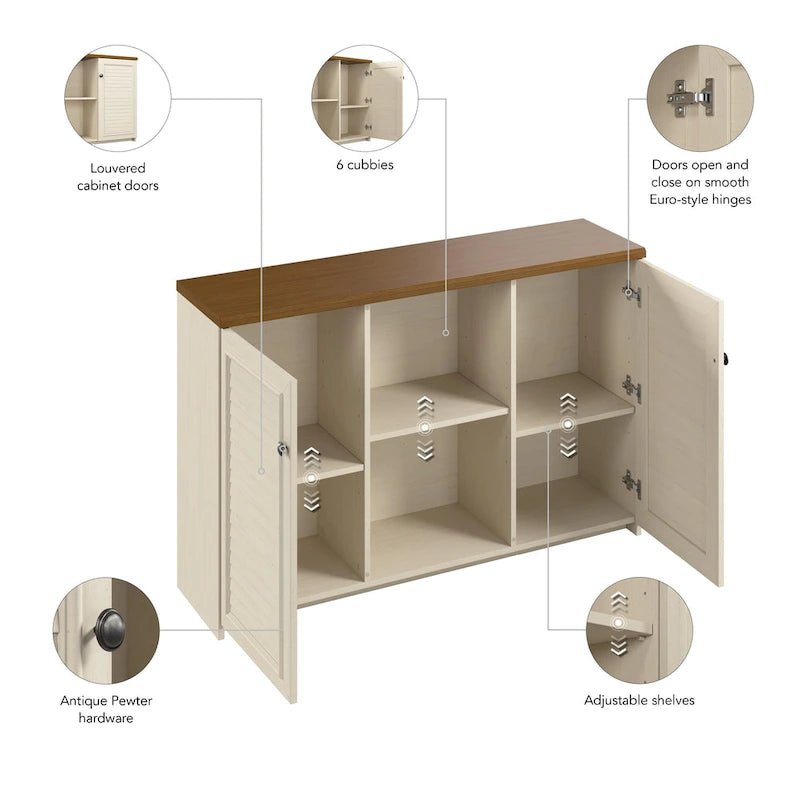 Meuble de rangement d'appoint avec 2 portes et étagères réglables, organisateur de bureau à domicile