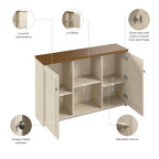 Meuble de rangement d'appoint avec 2 portes et étagères réglables, organisateur de bureau à domicile