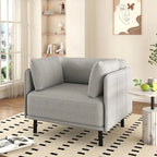 Fauteuil en similicuir, assise et dossier rembourrés, pieds en bois massif, touche décorative pour le salon