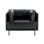 Fauteuil en similicuir, assise et dossier rembourrés, pieds en bois massif, touche décorative pour le salon