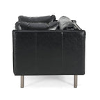 Fauteuil en similicuir, assise et dossier rembourrés, pieds en bois massif, touche décorative pour le salon