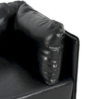 Fauteuil en similicuir, assise et dossier rembourrés, pieds en bois massif, touche décorative pour le salon