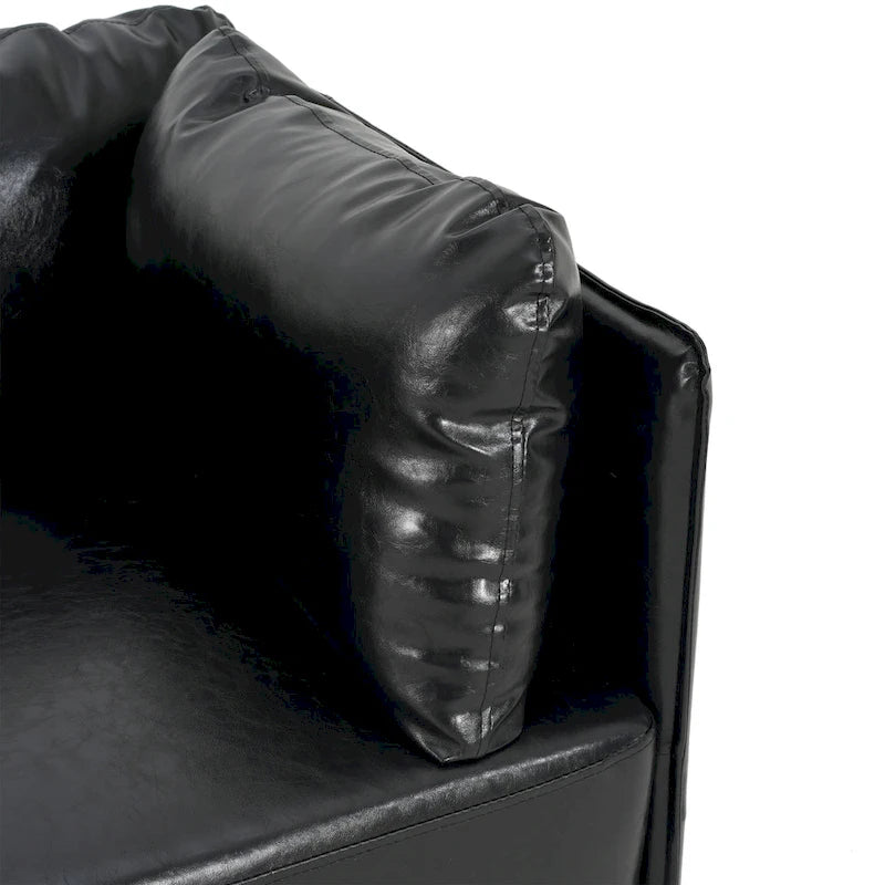 Fauteuil en similicuir, assise et dossier rembourrés, pieds en bois massif, touche décorative pour le salon