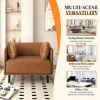 Fauteuil en similicuir, assise et dossier rembourrés, pieds en bois massif, touche décorative pour le salon