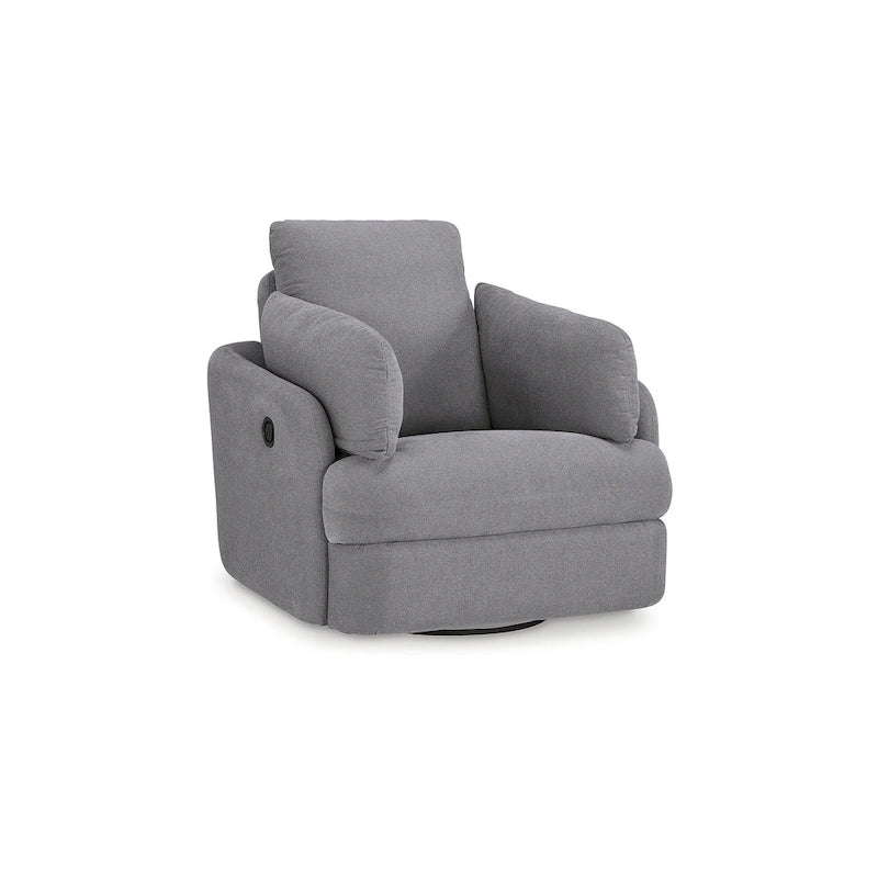 Fauteuil inclinable pivotant et coulissant gris foncé, tissu rembourré, base pivotante à 360°