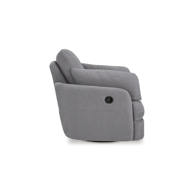 Fauteuil inclinable pivotant et coulissant gris foncé, tissu rembourré, base pivotante à 360°