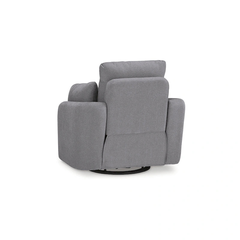 Fauteuil inclinable pivotant et coulissant gris foncé, tissu rembourré, base pivotante à 360°
