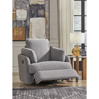 Fauteuil inclinable pivotant et coulissant gris foncé, tissu rembourré, base pivotante à 360°