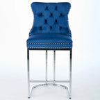 Lot de 2 tabourets de bar modernes 25 avec dossier capitonné, garniture cloutée, pieds en métal chromé, pour salle à manger, salon et chambre