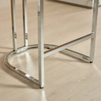 Lot de 2 tabourets de bar modernes 25 avec dossier capitonné, garniture cloutée, pieds en métal chromé, pour salle à manger, salon et chambre