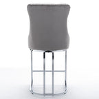 Lot de 2 tabourets de bar modernes 25 avec dossier capitonné, garniture cloutée, pieds en métal chromé, pour salle à manger, salon et chambre