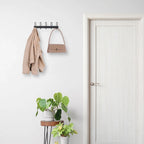 1 porte-manteau mural, patère murale avec 5 crochets pour entrée - 32 x 2,5 cm