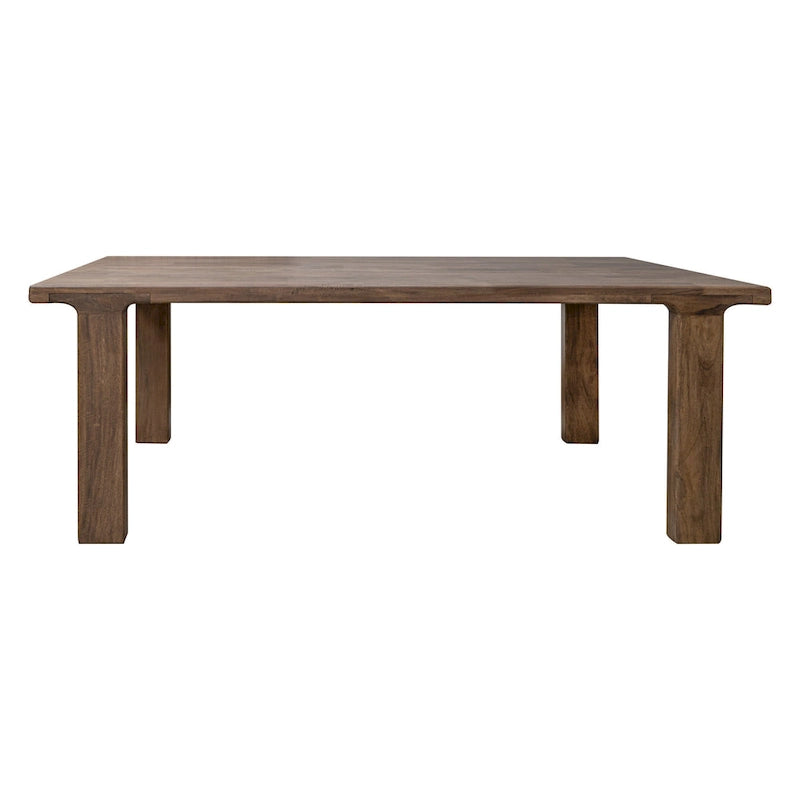 Table à manger rectangulaire de 87 po, bois de manguier massif brun rustique, pour 6 à 8 personnes, grain de bois naturel