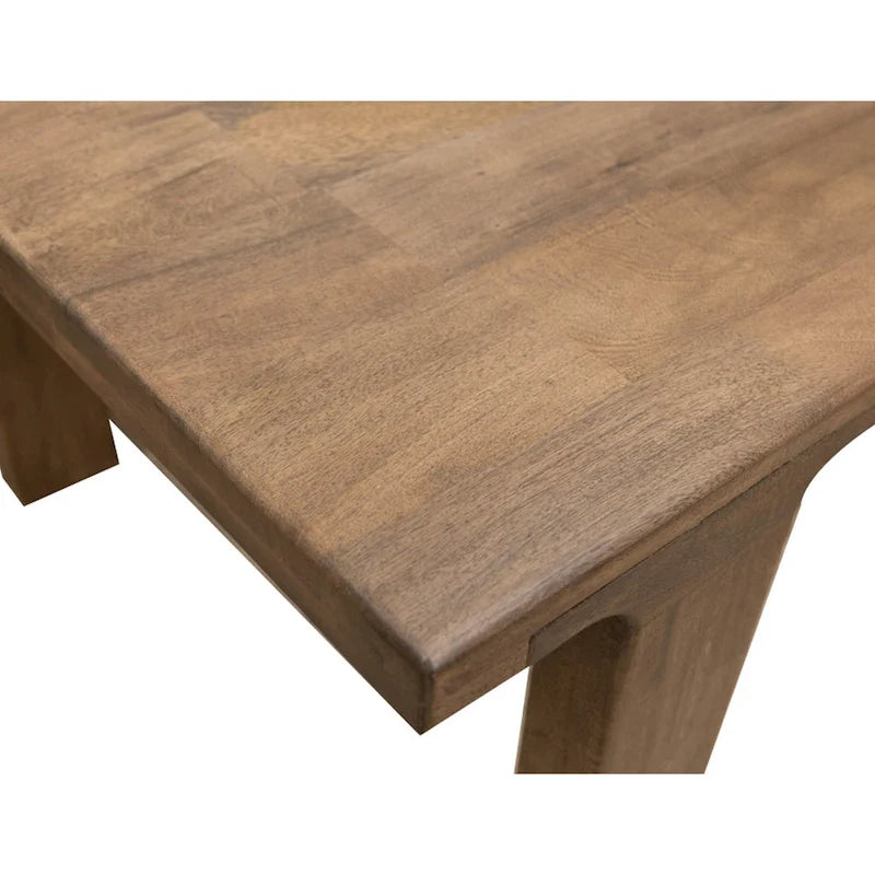 Table à manger rectangulaire de 87 po, bois de manguier massif brun rustique, pour 6 à 8 personnes, grain de bois naturel