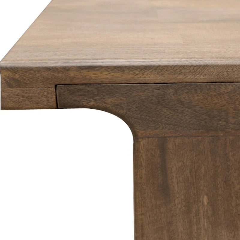 Table à manger rectangulaire de 87 po, bois de manguier massif brun rustique, pour 6 à 8 personnes, grain de bois naturel