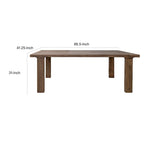 Table à manger rectangulaire de 87 po, bois de manguier massif brun rustique, pour 6 à 8 personnes, grain de bois naturel