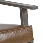 Fauteuil d'appoint, bois de manguier massif artisanal, cuir de buffle pleine fleur, mousse haute densité, milieu du siècle moderne