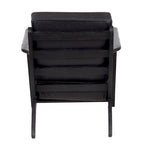Fauteuil d'appoint, bois de manguier massif artisanal, cuir de buffle pleine fleur, mousse haute densité, milieu du siècle moderne