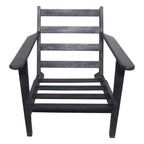 Fauteuil d'appoint, bois de manguier massif artisanal, cuir de buffle pleine fleur, mousse haute densité, milieu du siècle moderne