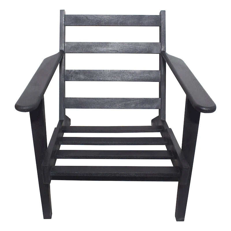 Fauteuil d'appoint, bois de manguier massif artisanal, cuir de buffle pleine fleur, mousse haute densité, milieu du siècle moderne
