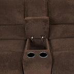 Canapé d'angle inclinable avec console et ports USB, marron foncé, salon moderne