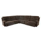 Canapé d'angle inclinable avec console et ports USB, marron foncé, salon moderne