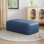 Pouf en cuir véritable capitonné pour salon et chambre à coucher
