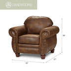 Fauteuil rembourré avec pouf assorti, style western rustique, ensemble d'appoint pour salon
