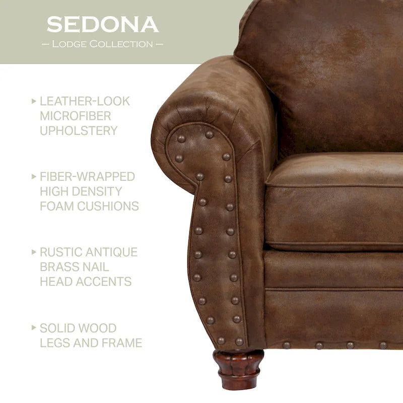 Fauteuil rembourré avec pouf assorti, style western rustique, ensemble d'appoint pour salon