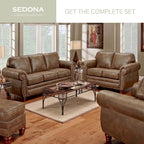 Fauteuil rembourré avec pouf assorti, style western rustique, ensemble d'appoint pour salon