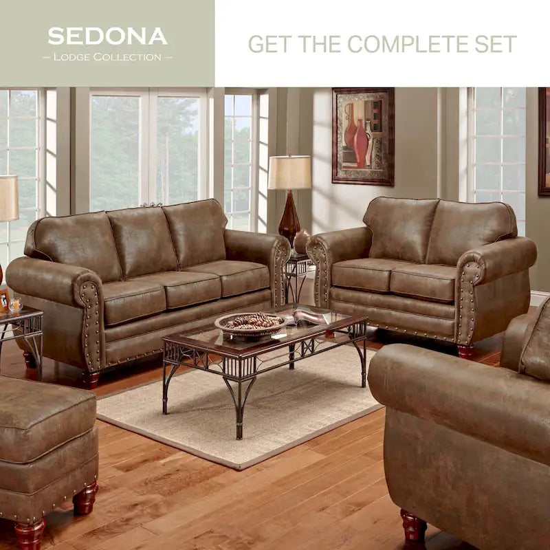 Fauteuil rembourré avec pouf assorti, style western rustique, ensemble d'appoint pour salon