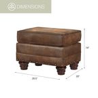 Fauteuil rembourré avec pouf assorti, style western rustique, ensemble d'appoint pour salon
