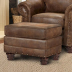 Fauteuil rembourré avec pouf assorti, style western rustique, ensemble d'appoint pour salon