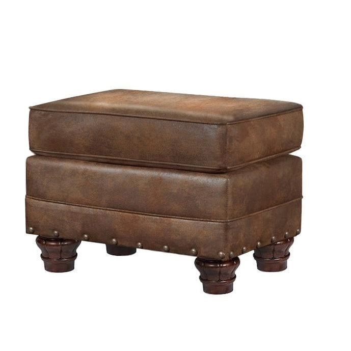Fauteuil rembourré avec pouf assorti, style western rustique, ensemble d'appoint pour salon