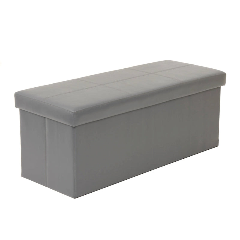 Banc de rangement pliant capitonné, gris anthracite, banc ottoman pour chambre/entrée