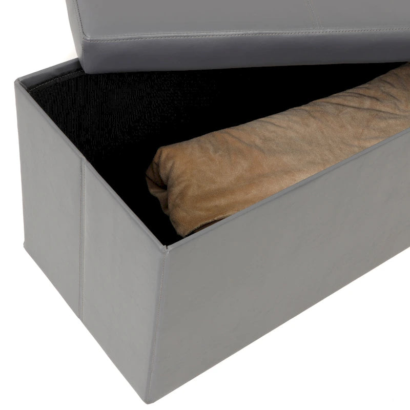 Banc de rangement pliant capitonné, gris anthracite, banc ottoman pour chambre/entrée