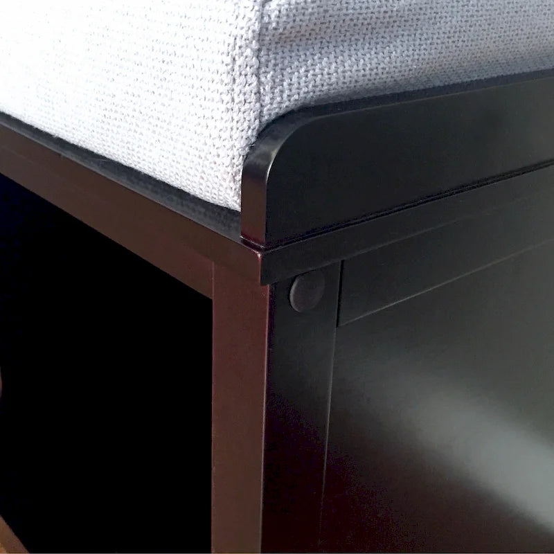 Banc d'entrée avec 4 compartiments à chaussures, Bois massif, Finition expresso, Rangement pour couloir