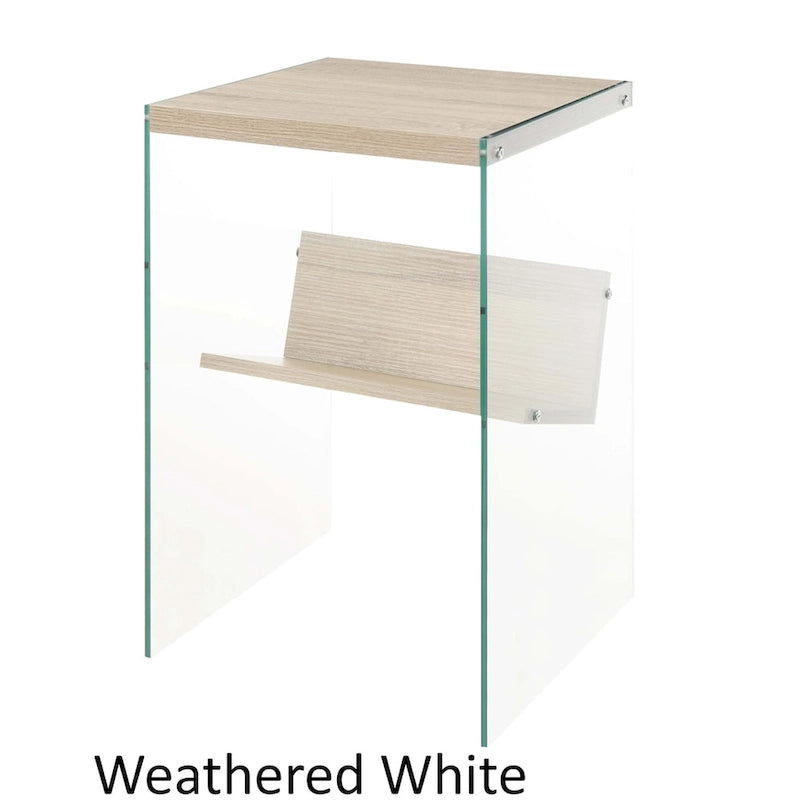 Table basse en verre avec étagère inférieure, style minimaliste moderne, table d'appoint de salon