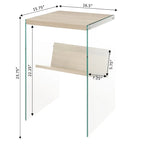 Table basse en verre avec étagère inférieure, style minimaliste moderne, table d'appoint de salon