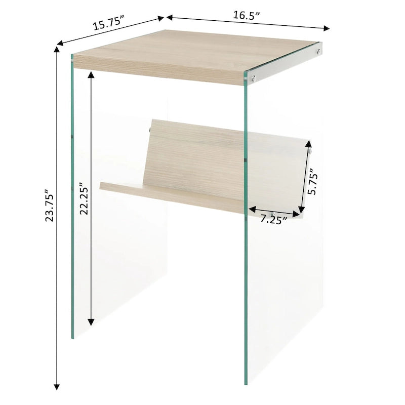 Table basse en verre avec étagère inférieure, style minimaliste moderne, table d'appoint de salon