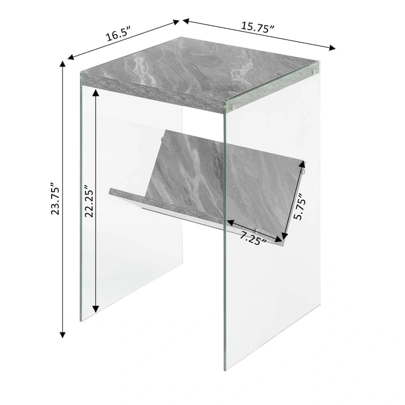 Table basse en verre avec étagère inférieure, style minimaliste moderne, table d'appoint de salon